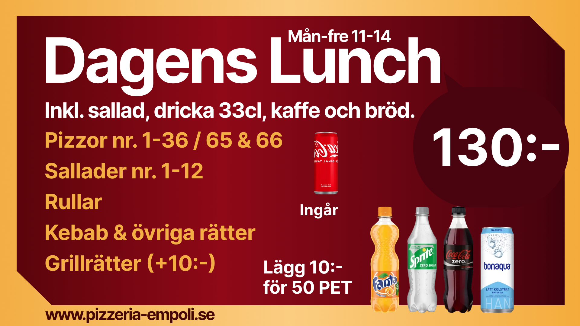Bild på dagens lunch meny.